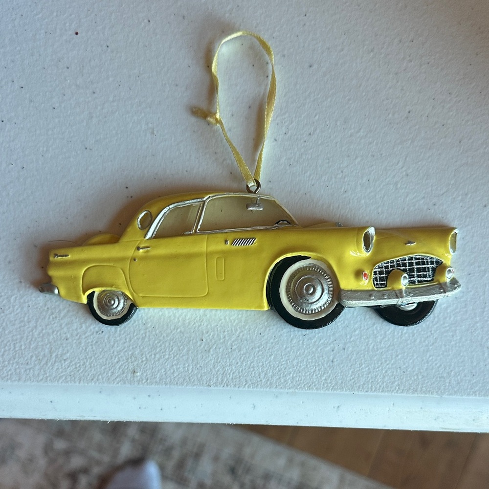 Yellow Vintage Car Ornament 1956 Ford Thunderbird